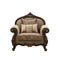 Accent Chairs Velvet Upholstery Chair With Two Pillows & Arched Backrest, Dark Walnut Benzara