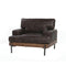 Accent Chairs Vintage Leatherette and Wood Chair with Metal Spindle Leg, Chocolate Brown Benzara
