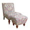 Wood and Fabric Accent Chair and Ottoman with Printed Paisley Pattern, Pack of Two, Multicolor