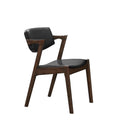 Wood & Leather Mid-Century Modern Side Chair, Set of 2, Dark Brown & Black