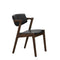 Wood & Leather Mid-Century Modern Side Chair, Set of 2, Dark Brown & Black