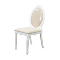 Wooden Armless Chair With Fabric Upholstered Seat, White