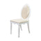 Wooden Armless Chair With Fabric Upholstered Seat, White