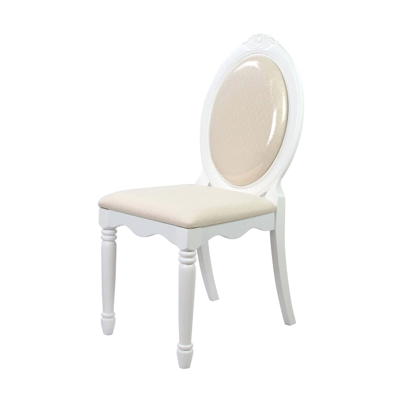 Wooden Armless Chair With Fabric Upholstered Seat, White