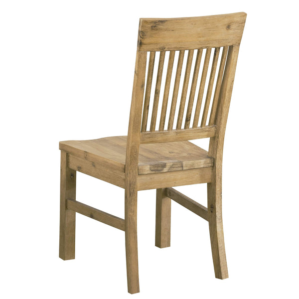 Wooden Chair with Slat Back Design, Natural Brown
