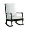 Wooden Rocking Chair with Fabric Upholstered Cushions, White and Brown