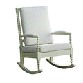 Wooden Rocking Chair with Fabric Upholstered Cushions, White
