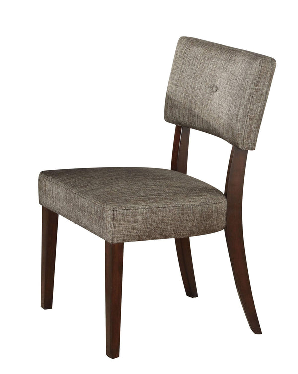 Wooden Side Chair , Grey Fabric, Set Of 2