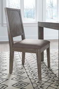 Wooden Side Chair with Fabric Upholstered Seat, Brown