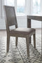 Wooden Side Chair with Fabric Upholstered Seat, Brown