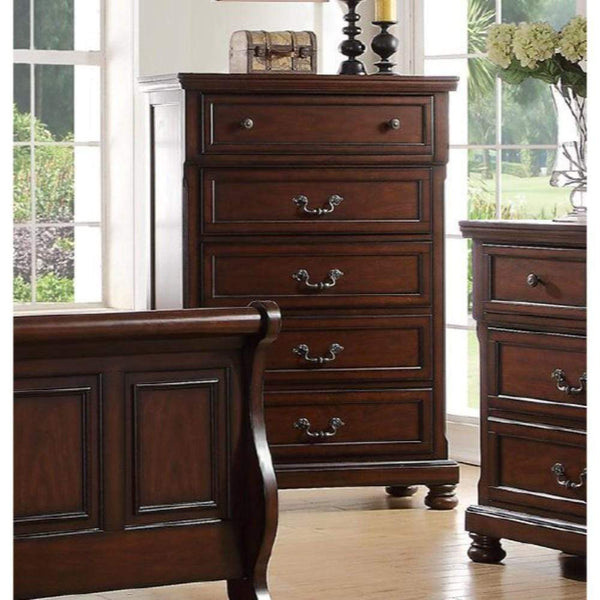 Accent Chests and Cabinets Pine Wood Chest, Dark Brown Benzara