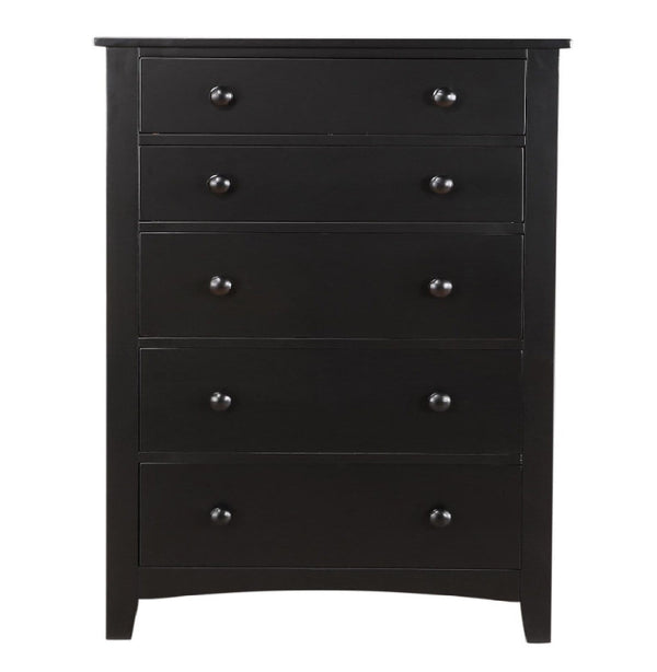 Accent Chests and Cabinets Pine Wood With Varied Size 5 Drawer Chest, Black Benzara