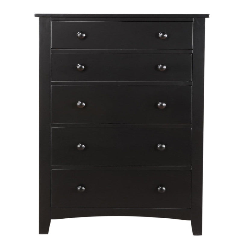 Accent Chests and Cabinets Pine Wood With Varied Size 5 Drawer Chest, Black Benzara