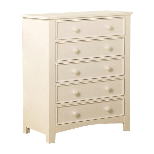 Accent Chests and Cabinets Sophisticated 5 Drawers Wooden Chest, White Benzara