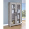 Accent Chests and Cabinets Spacious Wooden Curio Cabinet With Two Glass Doors,  Gray Benzara