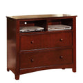 Accent Chests and Cabinets Spacious Wooden Media Chest, Cherry Brown Benzara