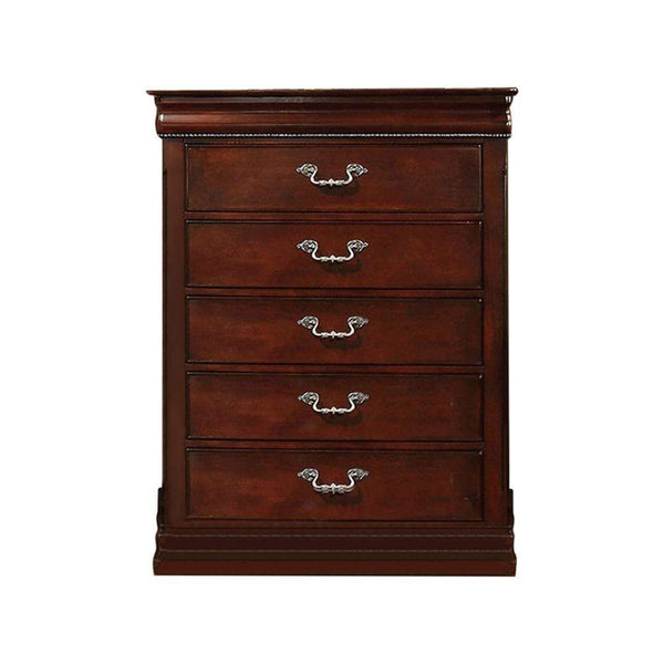Traditional Style Wooden Bedroom Chest, Cherry Brown