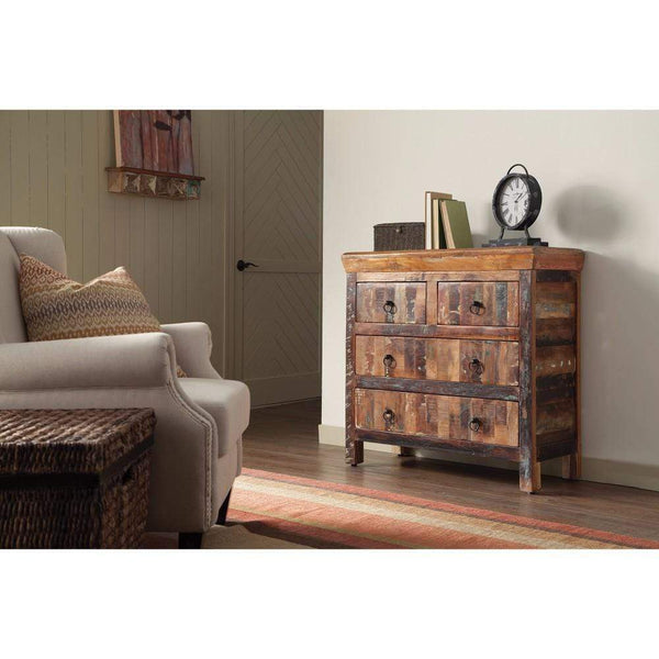 Traditional Wooden Accent Cabinet With Storage Drawers, Brown