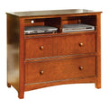 Transitional Style Wooden Media Chest, Oak Brown