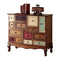 Accent Chests and Cabinets Vintage Style Wooden Accent Chest With Cabriole Legs, Multicolor Benzara
