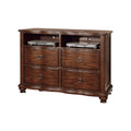 Wooden Media Chest With two Open Shelves, Brown Cherry