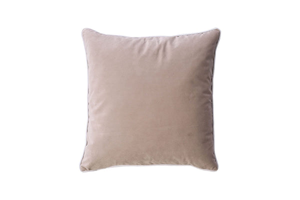 Accent Pillows Square Shape Polyester Velvet Throw Pillow with Zipper, Set of Two, Beige Benzara