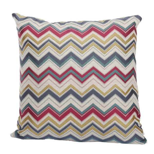 Woven Design Fabric Accent Pillow in Zigzag Pattern, Multicolor
