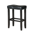Accent Stools Polyurethane Upholstered Wooden Backless Bar Stool, Set Of Two, Black Benzara