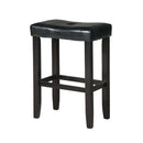 Accent Stools Polyurethane Upholstered Wooden Backless Bar Stool, Set Of Two, Black Benzara