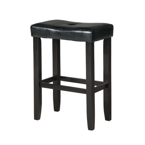 Accent Stools Polyurethane Upholstered Wooden Backless Bar Stool, Set Of Two, Black Benzara