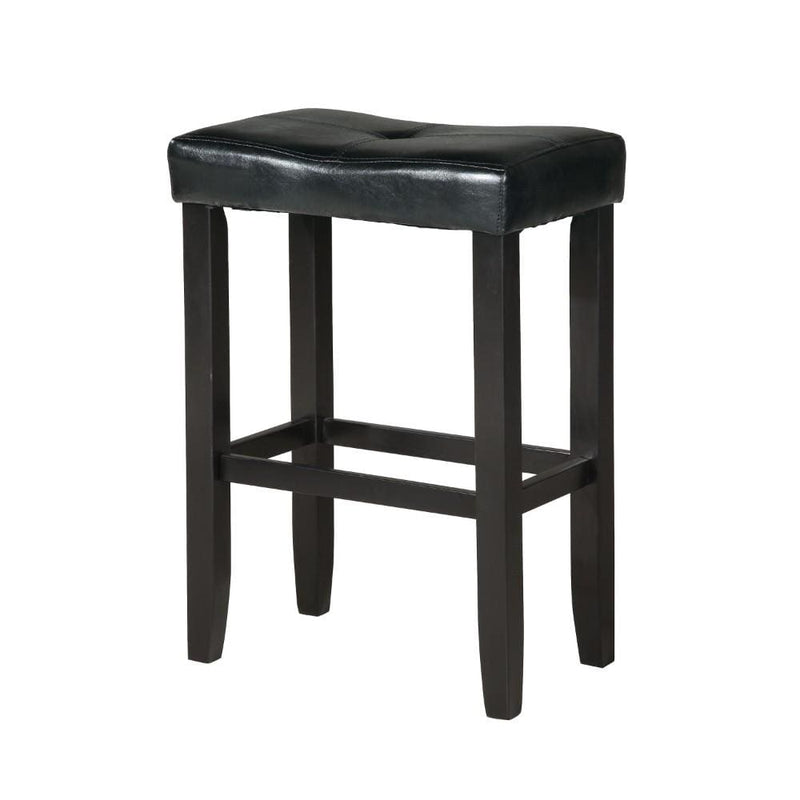 Accent Stools Polyurethane Upholstered Wooden Backless Bar Stool, Set Of Two, Black Benzara