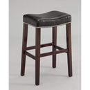 Accent Stools Polyurethane Upholstered Wooden Bar Stool, Set Of Two, Black and Brown Benzara