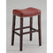 Accent Stools Polyurethane Upholstered Wooden Bar Stool, Set Of Two, Red and Brown Benzara