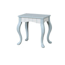 Accent Stools Solid Wood Two Tone Vanity Stool with Cabriole Feet, Blue And White Benzara