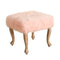 Accent Stools Square Wooden Stool with Faux Fur Upholstered Seat and Cabriole Legs, Pink and Brown Benzara