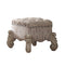 Tufted Fabric Upholstered Wooden Vanity Stool with Scrolled Legs, Bone White