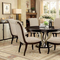 Accent Tables Ornette Contemporary Style Round Table, Espresso & Champagne Finish Benzara