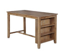 Accent Tables Solid Wood Counter Height Table with Spacious Shelves, Weathered Brown Benzara