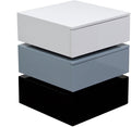 Three Tier Accent Table with Two Storage Drawers  and Push Back Function, Multicolor