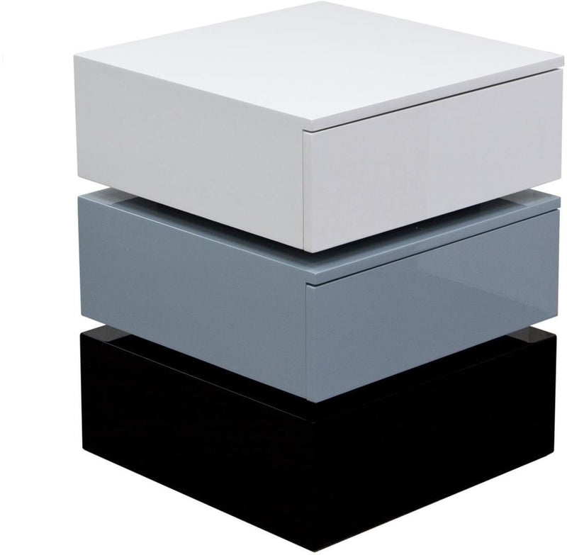 Three Tier Accent Table with Two Storage Drawers  and Push Back Function, Multicolor