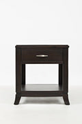 Transitional Style Wooden End Table With Drawer & Shelf, Birch Brown