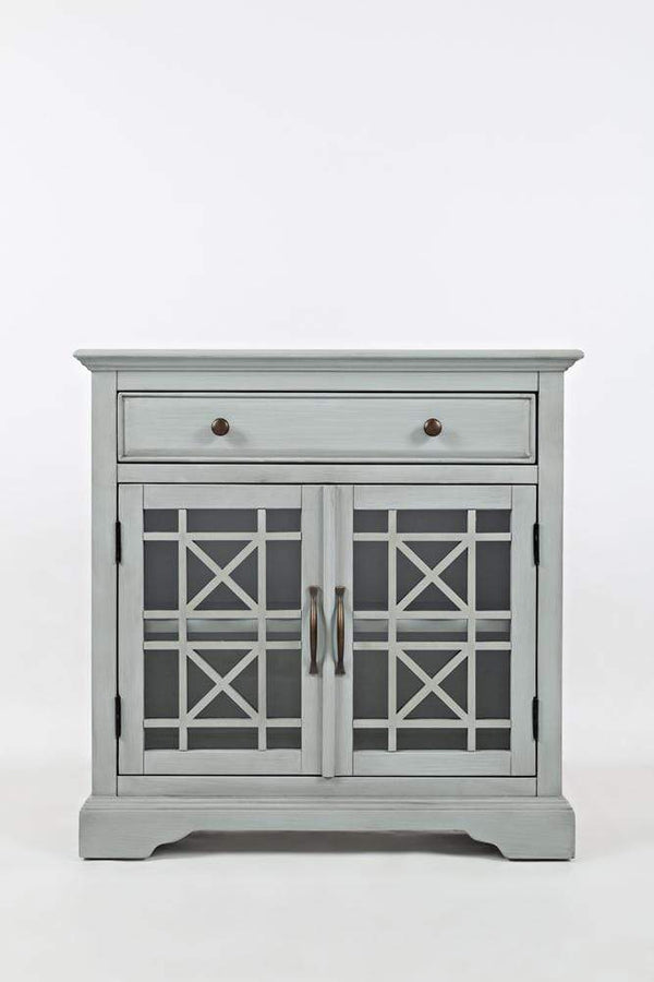 Wooden 32" Accent Cabinet with Beveled Top, Light Gray