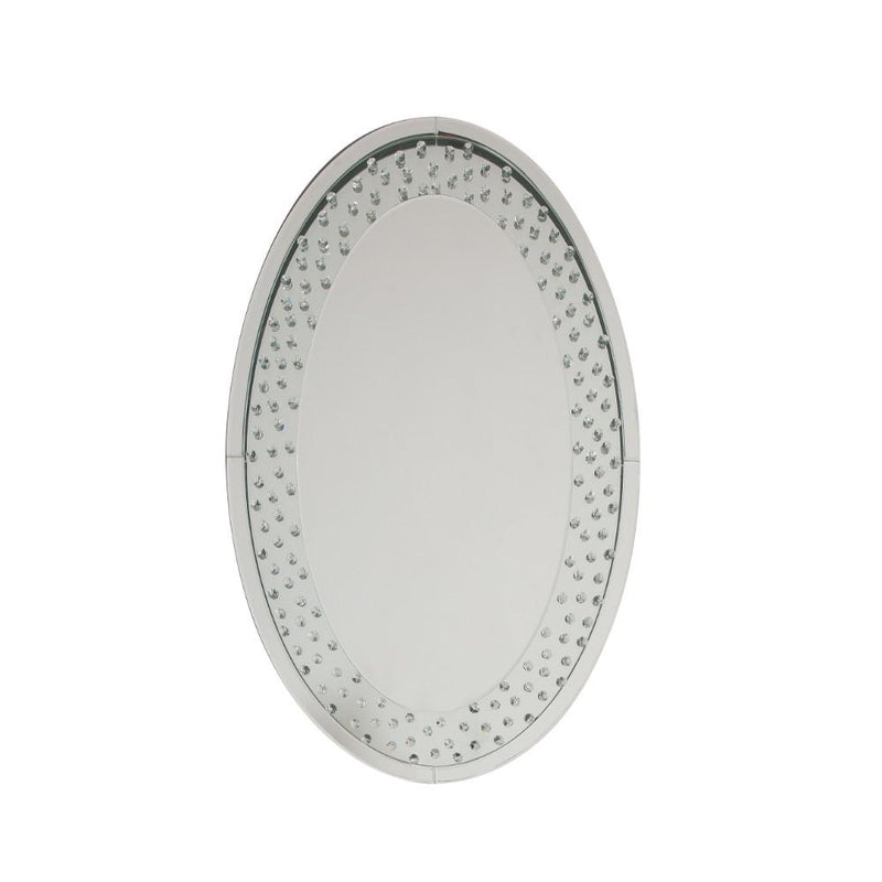 Accent Wall Mirror with Round Crystal Inserts-Mirrors-Clear-Glass-JadeMoghul Inc.