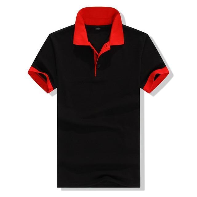 Accept custom diy logo New 2016 Polo Shirt For Men Designer Polos Men Cotton Men loose Short Sleeve Jerseys polo shirts t-black and red-S-JadeMoghul Inc.