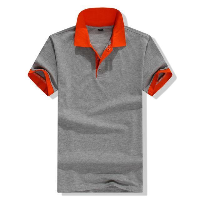 Accept custom diy logo New 2016 Polo Shirt For Men Designer Polos Men Cotton Men loose Short Sleeve Jerseys polo shirts t-Gray and Orange-S-JadeMoghul Inc.