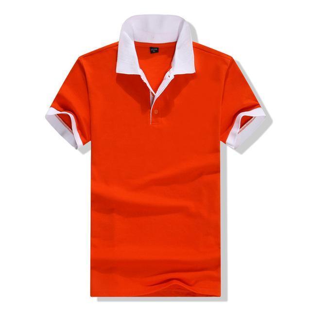 Accept custom diy logo New 2016 Polo Shirt For Men Designer Polos Men Cotton Men loose Short Sleeve Jerseys polo shirts t-Orange and White-S-JadeMoghul Inc.