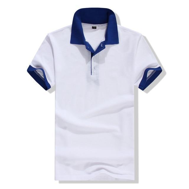 Accept custom diy logo New 2016 Polo Shirt For Men Designer Polos Men Cotton Men loose Short Sleeve Jerseys polo shirts t-white and blue-S-JadeMoghul Inc.
