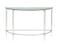 Acrylic and Metal Half Moon Sofa Table with Glass Top, Silver and Clear-Side and End Tables-Silver and Clear-Acrylic Metal and Glass-JadeMoghul Inc.