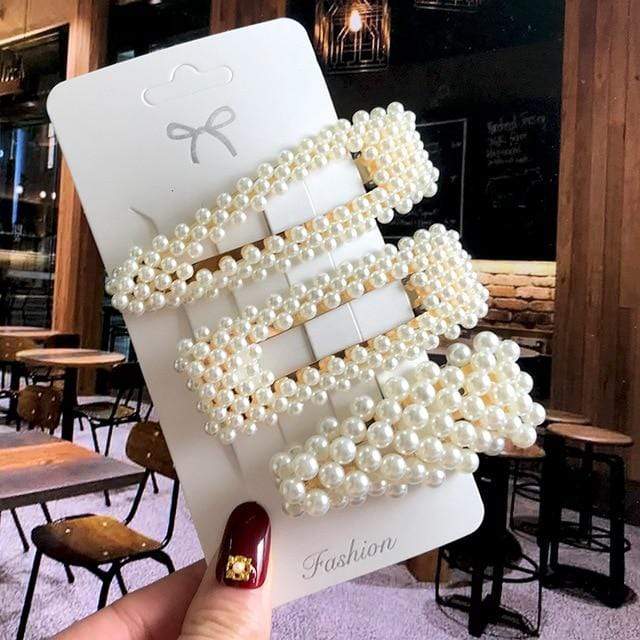 Acrylic Barrettes Headwear Pearl Hair Clip Sets For Women Fashion Geometric Hairpins Hair Accessories Headdress Girl Bobby Clip AExp