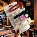 Acrylic Barrettes Headwear Pearl Hair Clip Sets For Women Fashion Geometric Hairpins Hair Accessories Headdress Girl Bobby Clip AExp